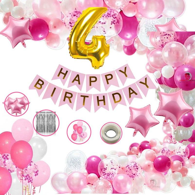 Birthday Balloons Decoration Solid FC-PINK-E-005_E1 Balloon Bouquet  (Pink, Pack of 61)