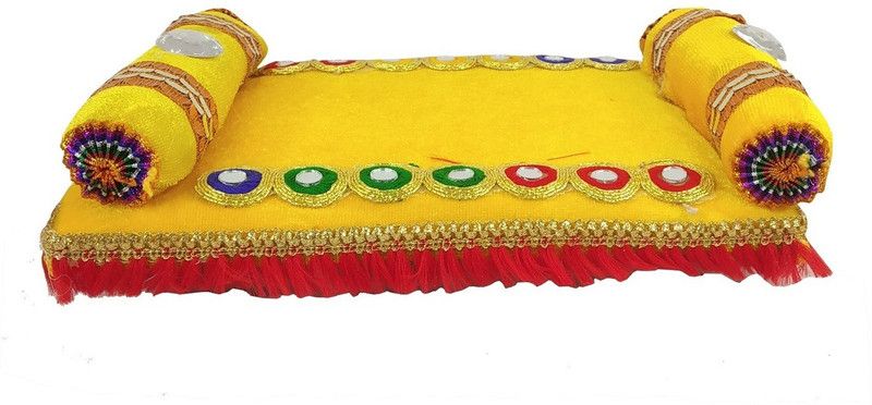 De-Ultimate Multicolor Fancy Designer Wooden Dummy Medium Soft Cusion Bed Singhasan for Kanhaji , Laddo Gopal Ji Deity Ornament  (laddu Gopal)
