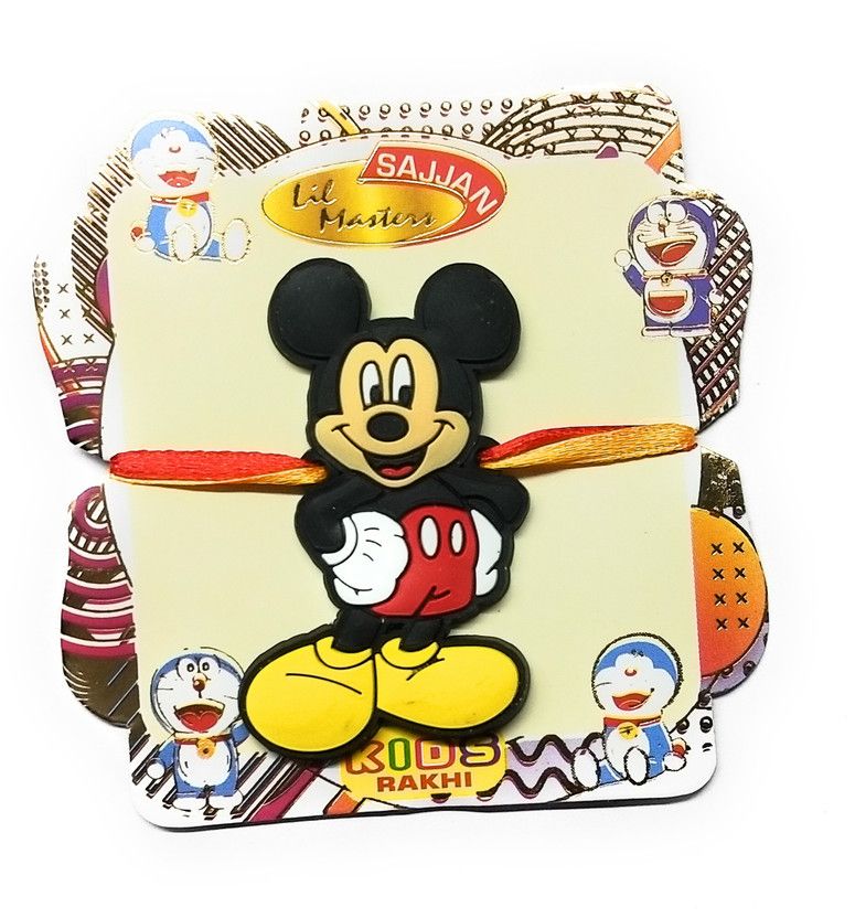 Rakhi Set  (Kids Fancy Micky MouseSoft Rubber Rakhi for Rakshabhadhan Set of 2 Free 1 Gift)