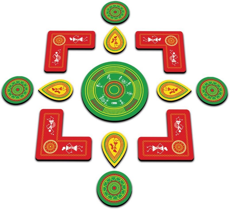 Indigifts Rearrangable Rangoli 13 Pieces DIY for Home Floor Decorations_S-RNGMDBK01R1SD-ETN20001 Rangoli Stencil