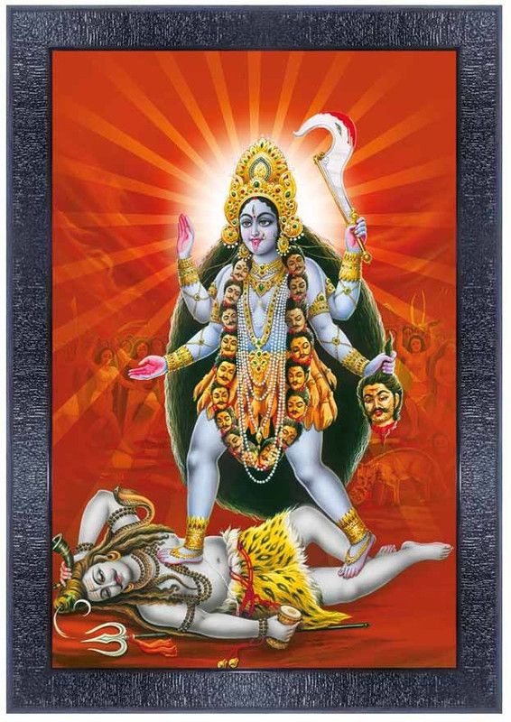pnf Kali mata ji Religious Wood Photo Frames with Acrylic Sheet (Glass) for Worship/Pooja 20882 Religious Frame
