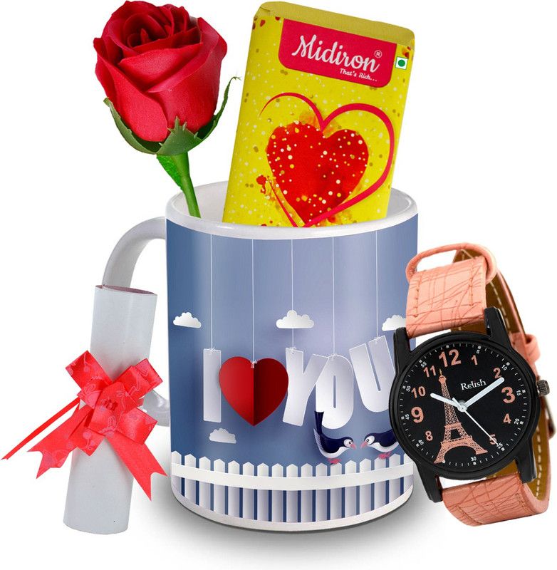 Midiron IZ20DTLoveBar2RoseLCWatF1MU-187 Ceramic Gift Box  (Multicolor)