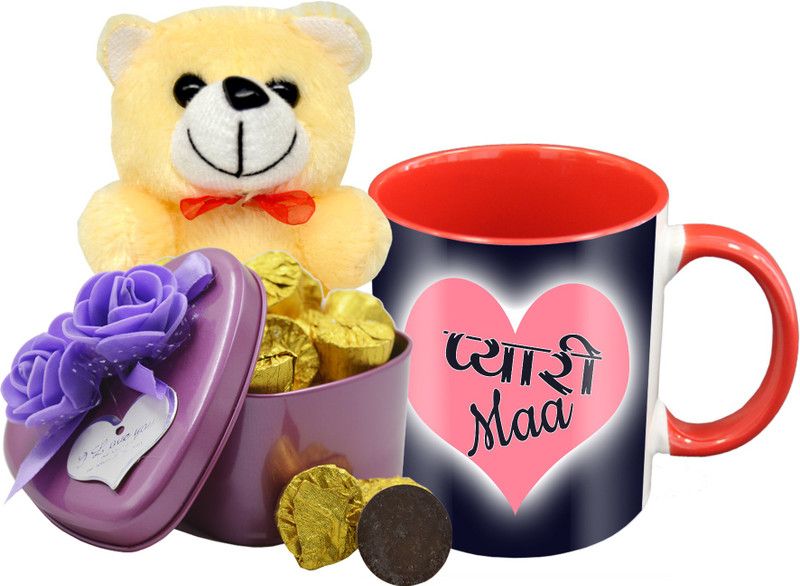 Midiron Lovely Gifts for Beautiful Mumma, Chocolate Bar with Ceramic Mug and Teddy, Gift for Mom on her Birthday, Mother's Day IZ19Choco15TinBox4PurMUrTCr-STMother-59 Ceramic, Silk Gift Box  (Multicolor)
