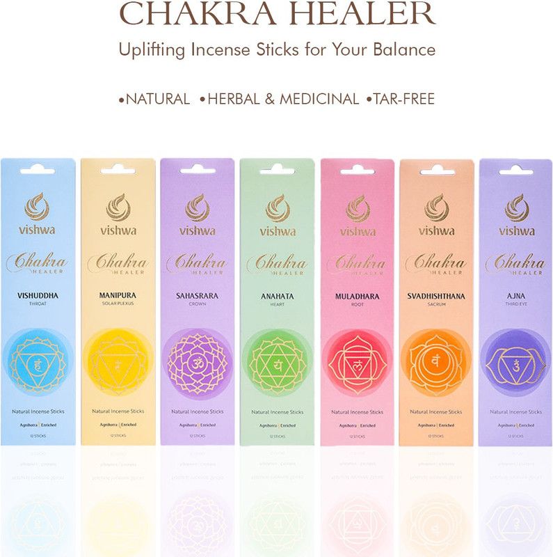 Vishwa Wellness Vishwa Chakra Healer Whole set of 7 Vishuddha, Manipura, Sahasara, Anahata, Muldhara, Ajna, Svadhishthana  (12, Set of 7)