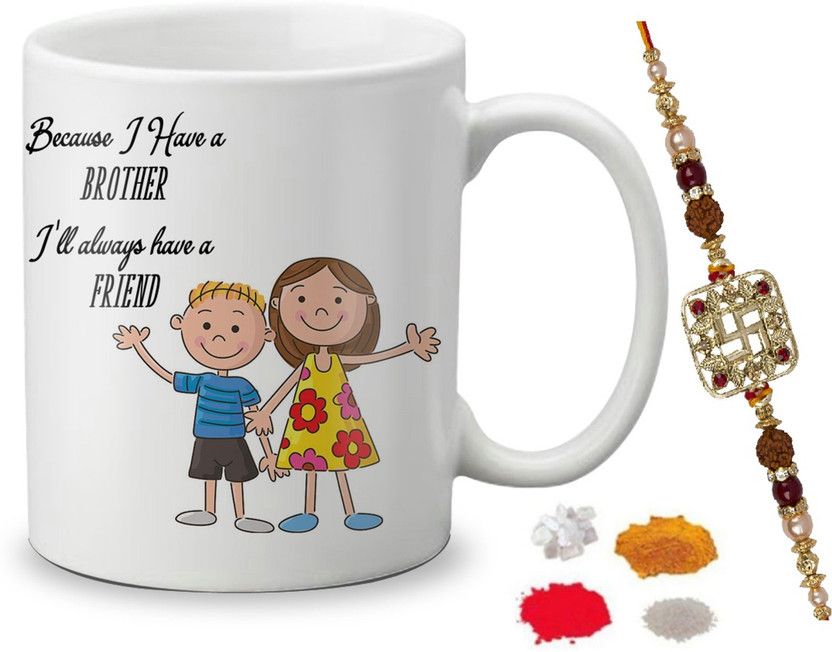 Mug Set  (1 rakhi, 1 mug, 1 pack roli, 1 pack rice, 1 pack chandan, 1 pack mishri)