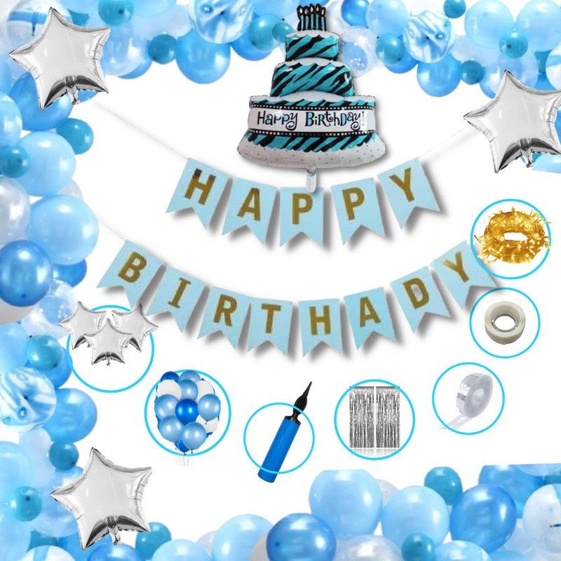 Birthday Balloons Decoration Solid FC-BLUE-Q-017_Q3 Balloon Bouquet  (Blue, Pack of 64)