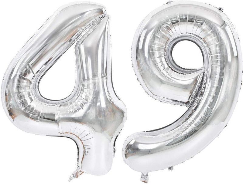 JMO27Deals Solid 49 Number foil Balloon for Birthday Party Decoration/Birthday suppliers Letter Balloon  (Silver, Pack of 2)