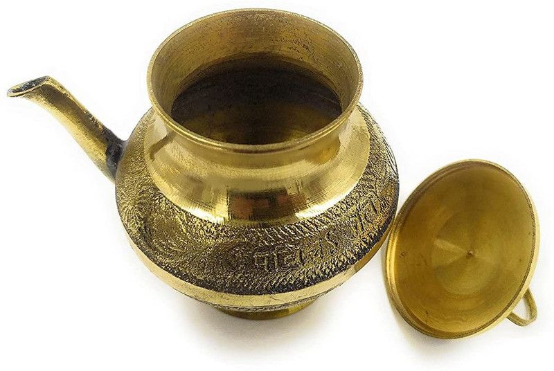 ZemPark Handmade Traditional Gangajali Puja Brass Lota/Kamandal For Puja Brass Kalash  (Height: 3 inch, Gold)