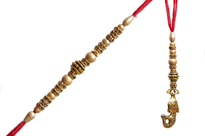 Rakhi Set  (Fancy Golden Beads Pearl With Jalpari Plated Couple Rakhi)