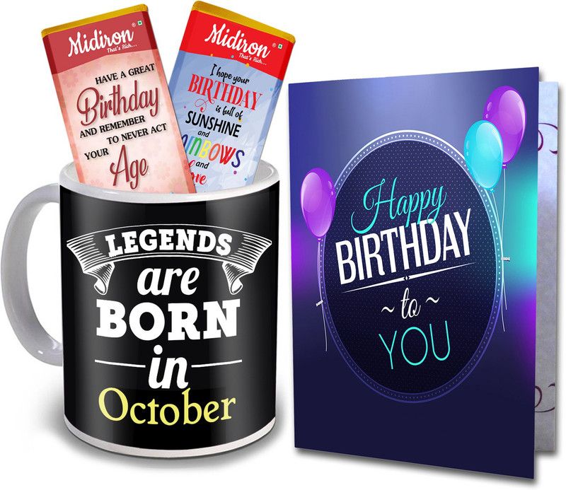 Midiron Birthday Gift for Brother, Sister, Wife, Husband, Mother, Father with Chocolate Bar, Ceramic Mug, Greeting Card IZ20Bar17-20CDMU-DTBirthday-107 Ceramic Gift Box  (Multicolor)