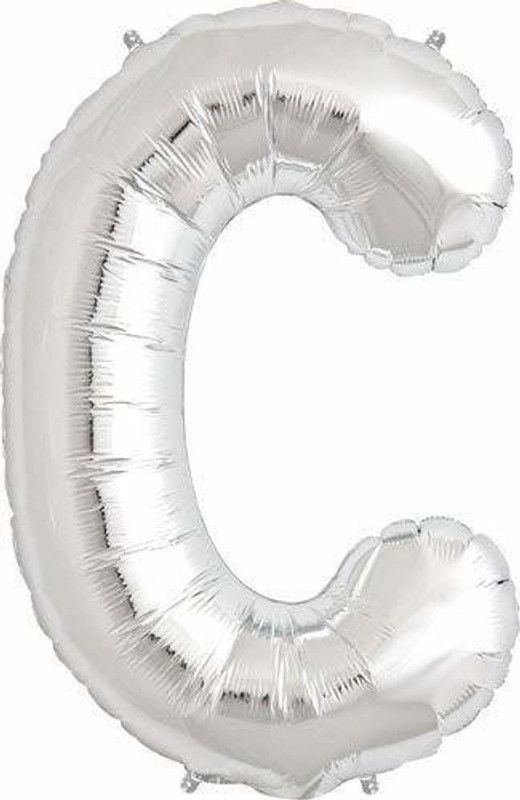HMFURRYS FINEST Solid Alphabet Silver Foil-C Letter Balloon  (Silver, Pack of 1)