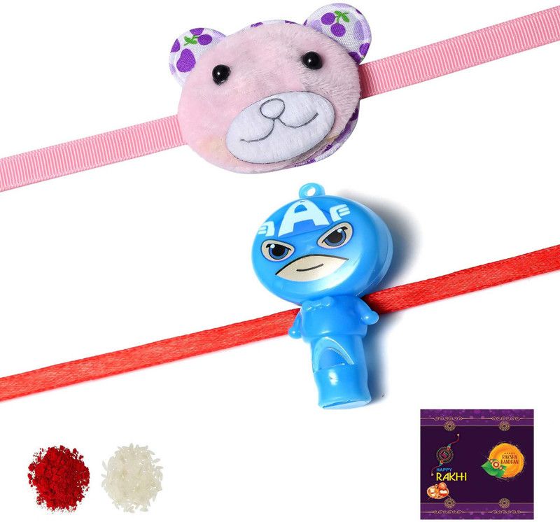 Rakhi Set  (2 kids Rakhi with Free Roli, chawal and Greeting Card)