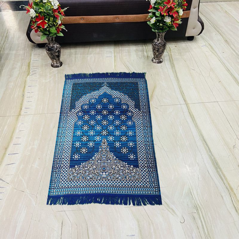 Hometara Velvet Prayer Mat  (Sky Blue, Medium)