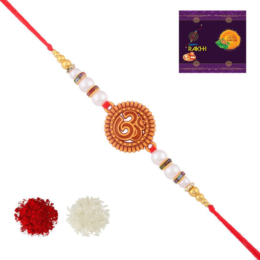 Rakhi, Greeting Card, Chawal Roli Pack Set  (1 rakhi 1 roli 1 chawal 1 greeting card)