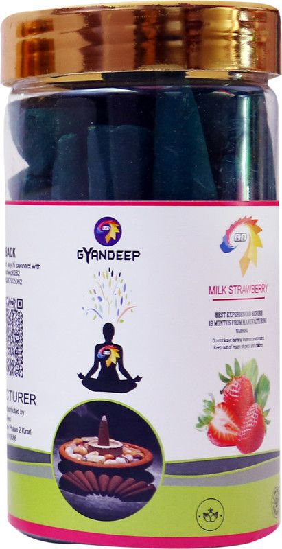 Gyandeep Milk Strawberry Dhoop Cone, Premium and Fresh With Fragrance for Puja Fruit Dhoop