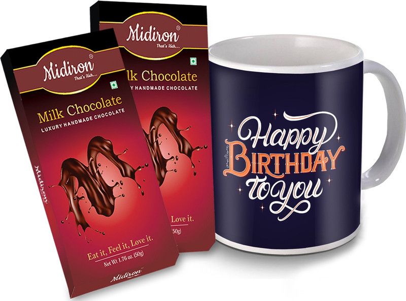 Midiron Birthday Gifts, Chocolate Birthday Gift, Milk Chocolate Bar with Coffee Mug IZSTBirthday-79 Ceramic Gift Box  (Multicolor)