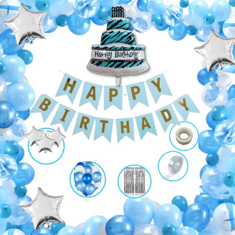 Birthday Balloons Decoration Solid FC-BLUE-Q-017_Q1 Balloon Bouquet  (Blue, Pack of 62)