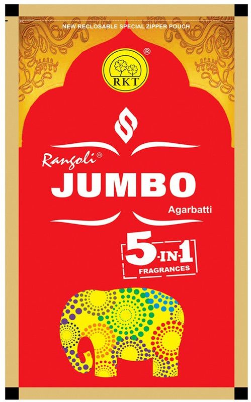 RKT Jumbo 5in1 Zipper (Pack of 12) Agarbatti Mogra, Gulab,Chandan,Rajnigandha,Champa (Incense Sticks)  (250, Set of 12)