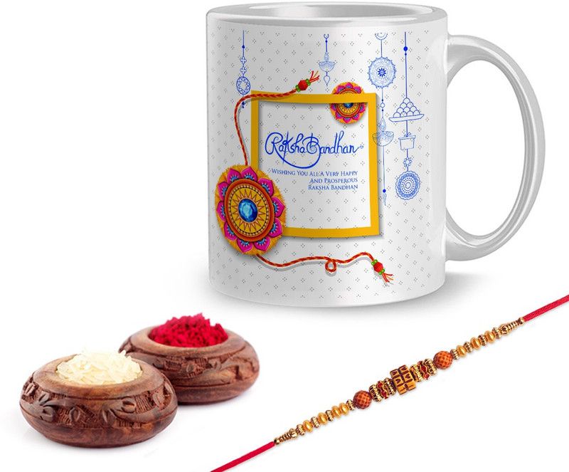 Mug Set  (1 Rakhi, 1 Coffee Mug, 1 Roli, Chawal Packet,)