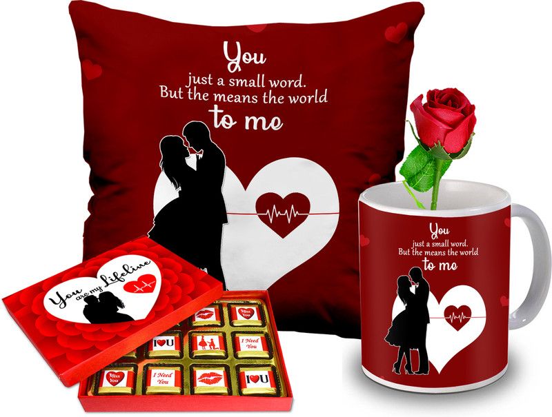 Midiron Valentine’s Day Gift Combo For Couple (Chocolate, Mug, Cushion, Rose) Ceramic, Microfibre Gift Box  (Multicolor)