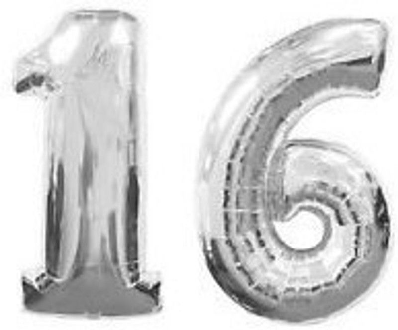 JMO27Deals Solid 16 Number Silver Foil (16 Inch) Letter Balloon  (Silver, Pack of 1)