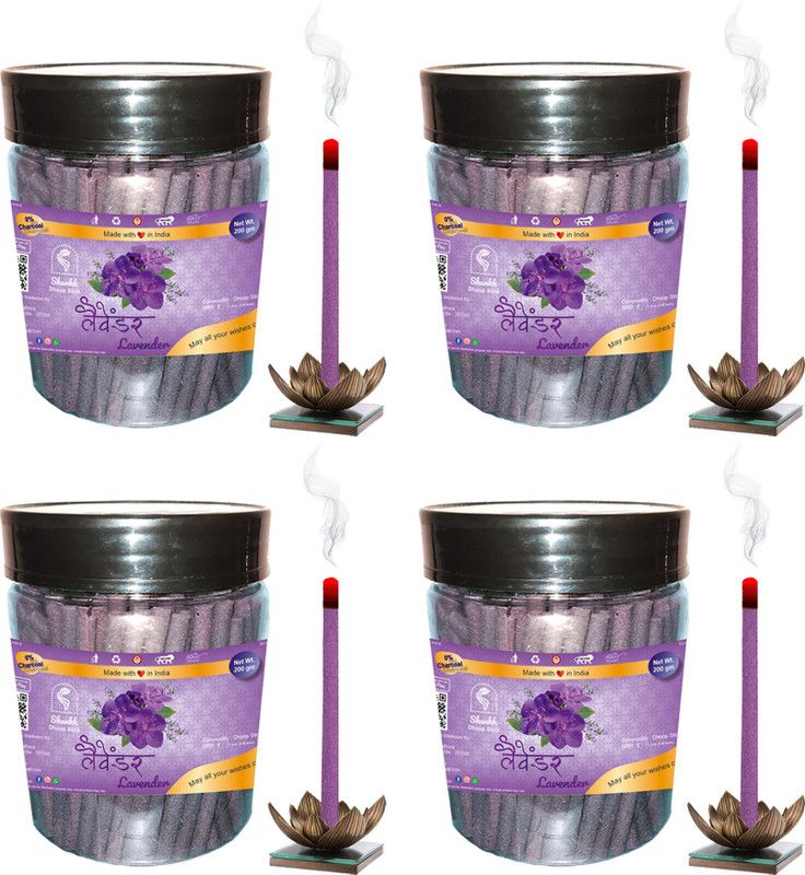 Shankh Lavender Dhoop Stick (Incense Stick) Pack of 800 gram (200 + 200 + 200 + 200) Fragrances Lavender  (800, Set of 4)