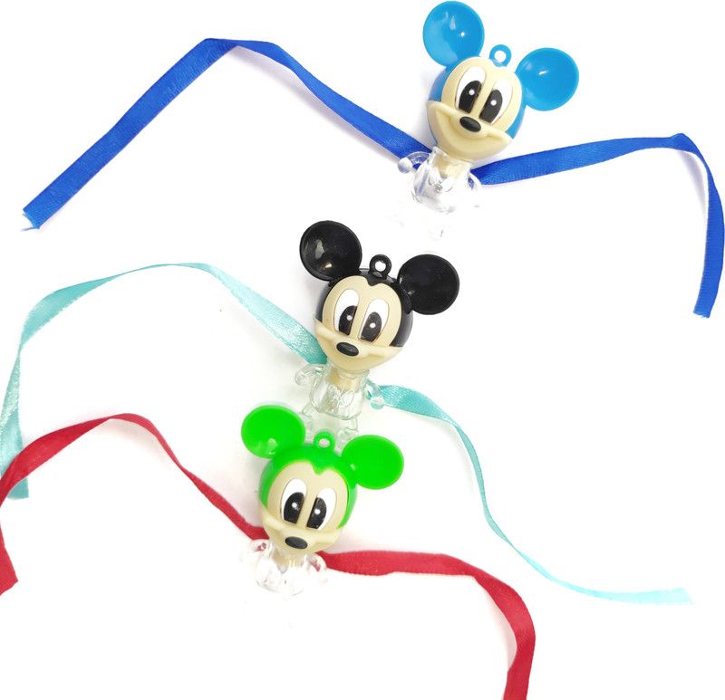 Rakhi Set  (3 Piece Battery Operated Mickey Mouse Rakhi for Kids)