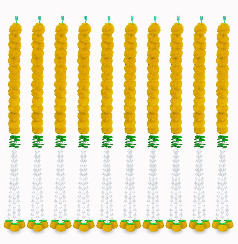 iHandikart Marigold With Rajnigandha Garland Colour Yellow (33103-10) Plastic Garland  (Yellow)