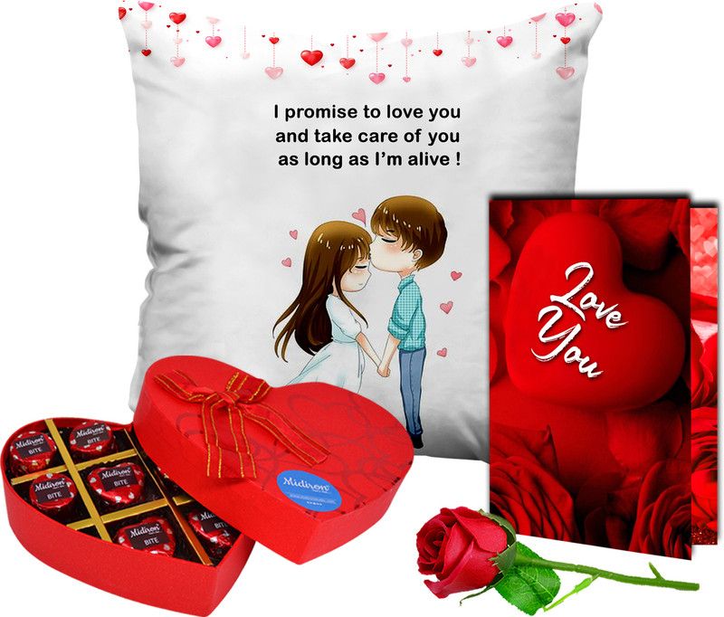 Midiron Valentine’s Day Gift Hamper For Girls (Rose, Card, Chocolate, Cushion ) Ceramic, Fiber, Paper Gift Box  (Multicolor)