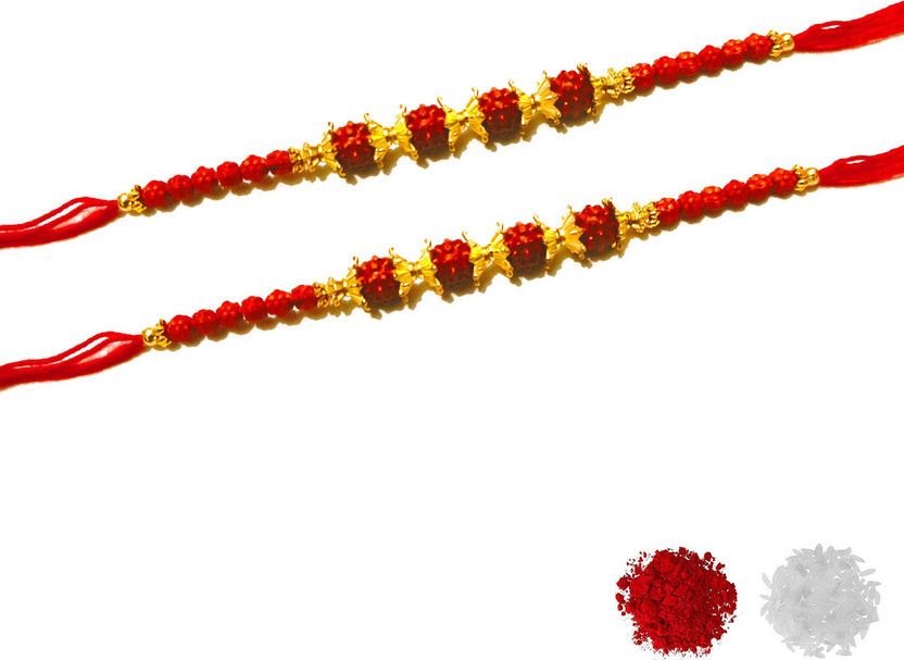 Rakhi Set  (2 Raksha Bandhan combo Gift Moli Bracelet rakhi for brother with Roli)