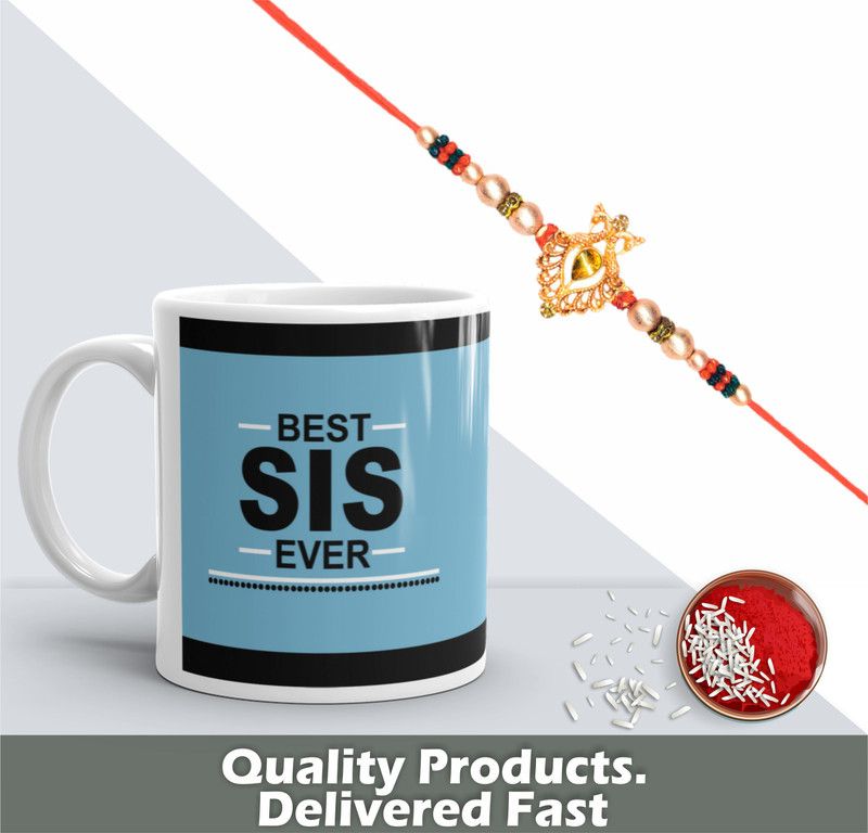 Mug Set  (BEST DIDI RAKHI GIFT (1 Rakhi, 1Mug, 1 Roli & Chawal (BOX)))