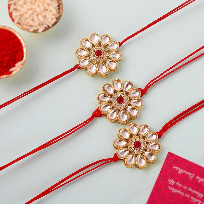Rakhi, Greeting Card, Chawal Roli Pack Set  (2 Designer Rakhi with Tilak pack Card.)