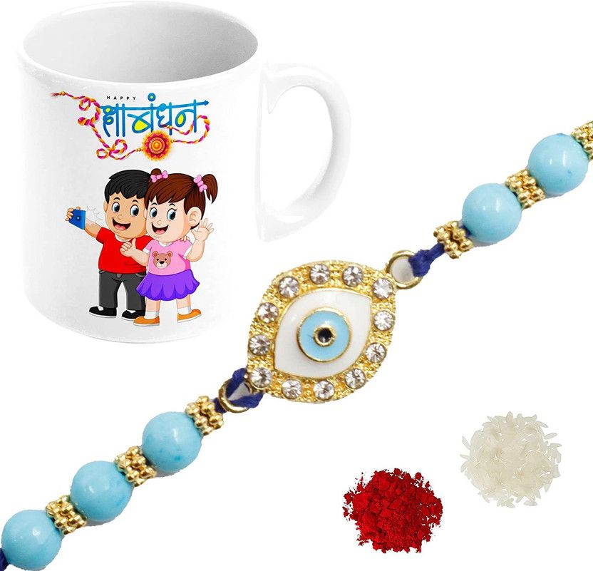 Rakhi Set  (1 rakhi,Mug, with roli chawal)