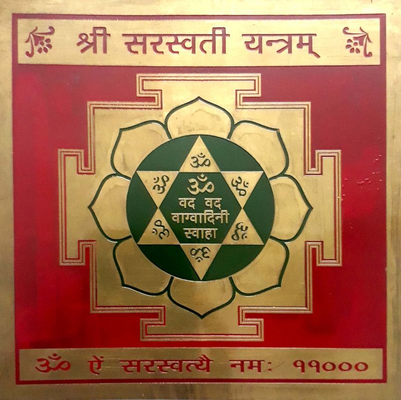 numeroastro Coloured Shri Saraswati Yantra Big (15 x 15 Cms) Copper Yantra  (Pack of 1)