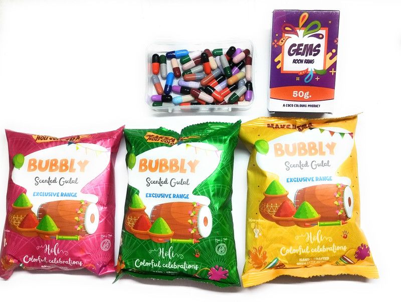 Lakhdatar Mall Holi Color Powder Pack of 5  (Yellow, Green, Pink, 0.05 g)