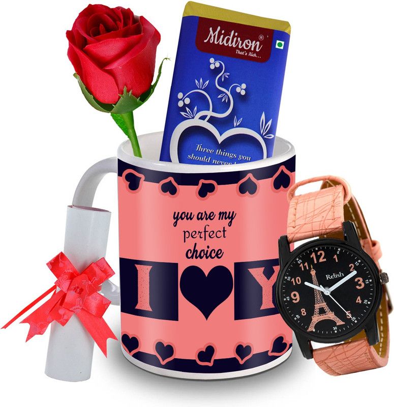 Midiron IZ20DTLoveBar4RoseLCWatF1MU-199 Ceramic Gift Box  (Multicolor)