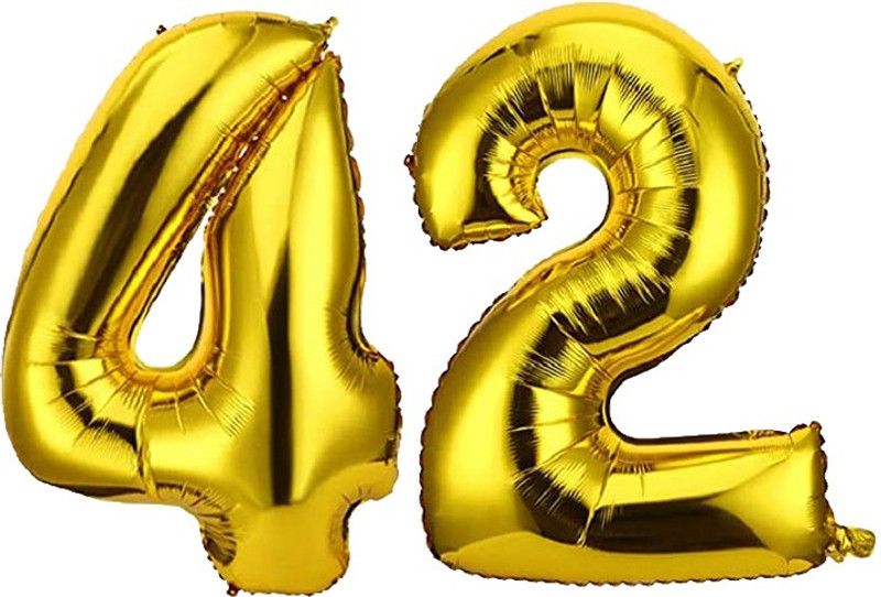 JMO27Deals Solid 42 Number Golden foil Balloon for Birthday Party Decoration/Anniversary Letter Balloon  (Gold, Pack of 2)