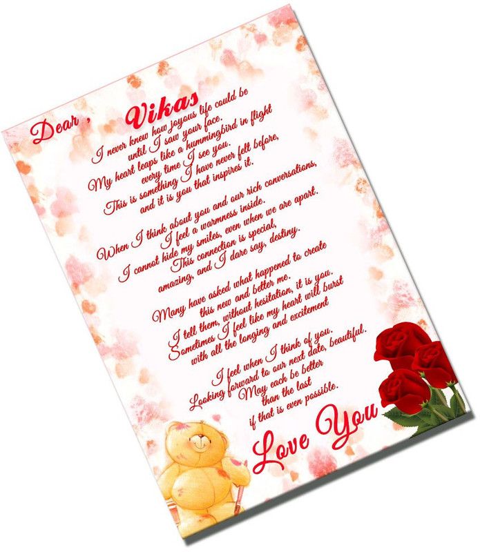 Midas Craft I Love You Vikas Love Letter Quotes 26 Greeting Card  (Pink, Red, Pack of 1)