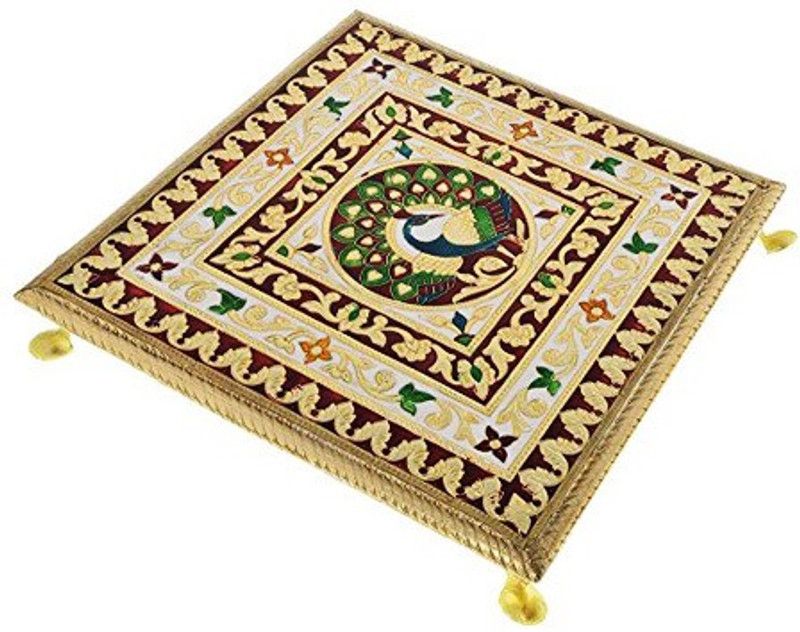 RaGa Craft Wood Pooja Chowki  (Multicolor, Pack of 1)