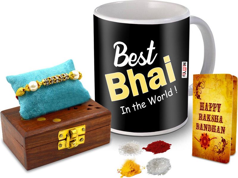 Chawal Roli Pack, Rakhi, Mug Set  (1 Printed Ceramic Mug, 1 Rakhi, 1 Roli Set,)