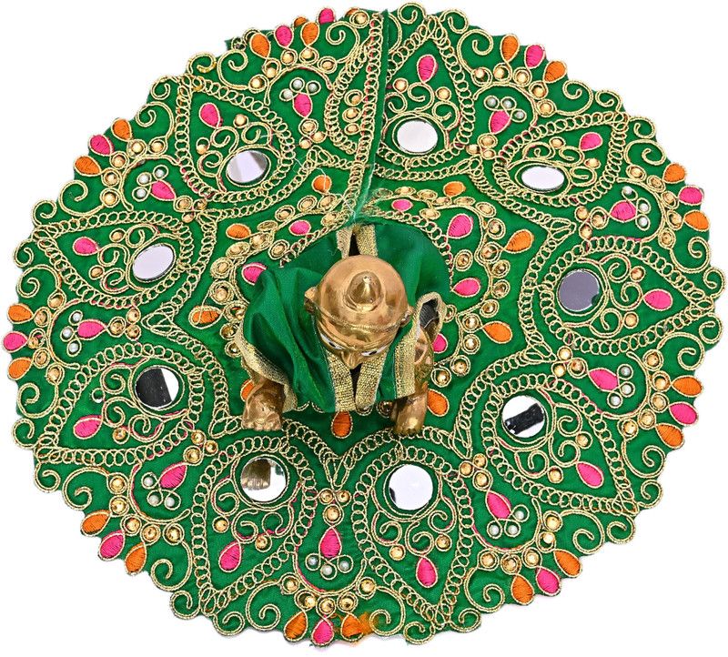 JISKRa Handicrafted Green Laddu Gopalji Dress/Poshak (Size-6) Dress  (Microfibre)