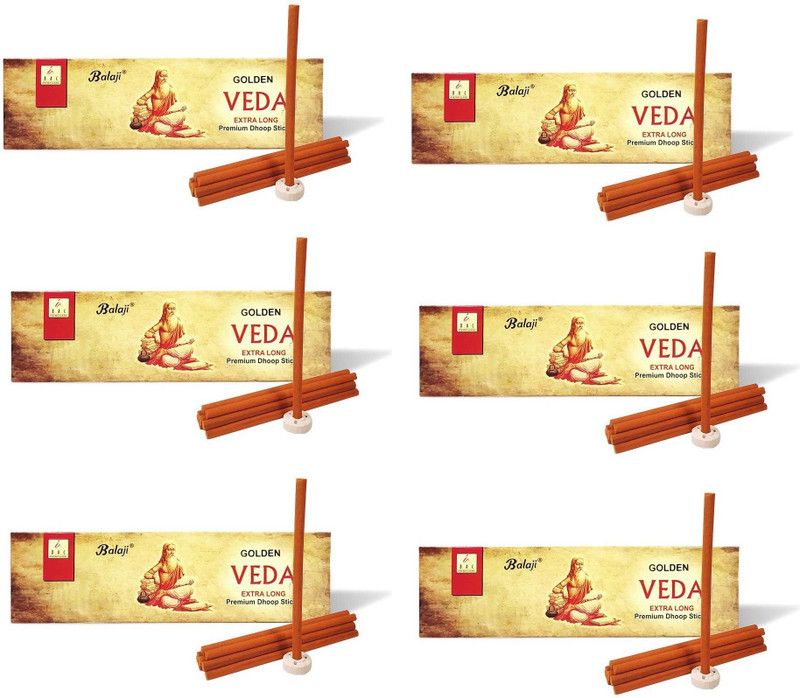 Uniqon Box Pack of 6 (10 Sticks Per Box) Balaji Golden Veda Long Premium Dhoop Sticks Scented  (10, Set of 6)