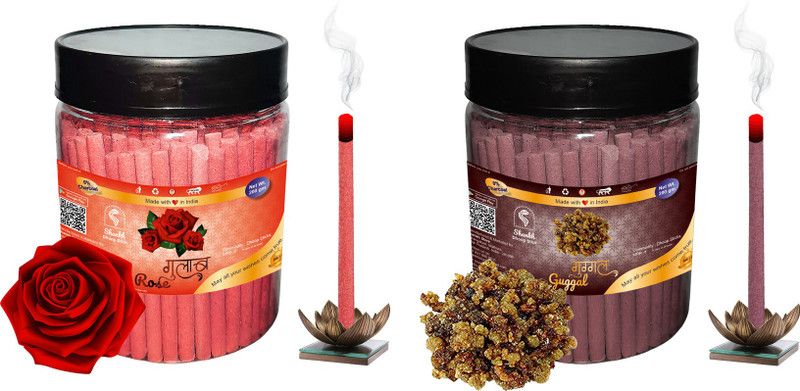 Shankh Rose & Guggal Dhoop Stick (Incense Stick) Pack of 400 gram (200 + 200) Fragrances Rose, Guggal  (200, Set of 2)
