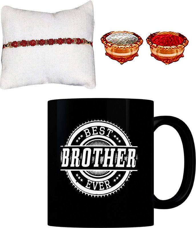Rakhi, Chawal Roli Pack, Mug Set  (1 Printed Coffee Mug With Rakhi Roli Chawal)
