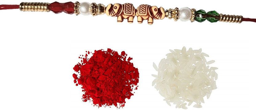 Chawal Roli Pack, Rakhi Set  (1 Rakhi, Roli Chawal Pack)