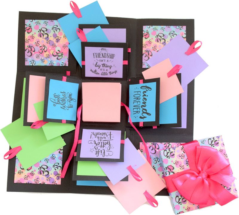 Crack of Dawn Crafts Happy Friendship Explosive Box - Purple Om Greeting Card  (Blue, Purple, Pink, Black, Pack of 1)