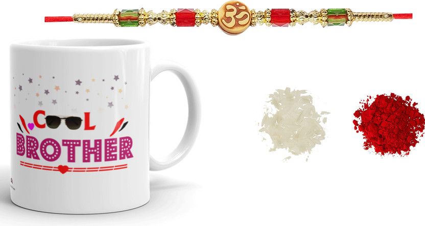 Mug, Rakhi, Chawal Roli Pack Set  (1 Printed Coffee Mug With Rakhi , Roli , Chawal)