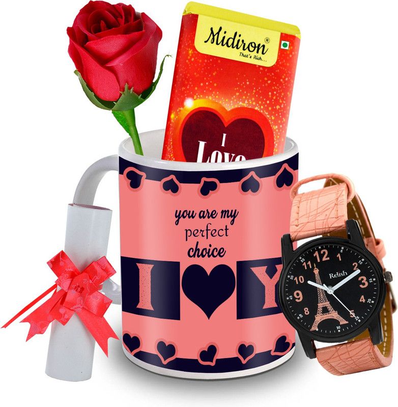 Midiron IZ20DTLoveBar1RoseLCWatF1MU-199 Ceramic Gift Box  (Multicolor)