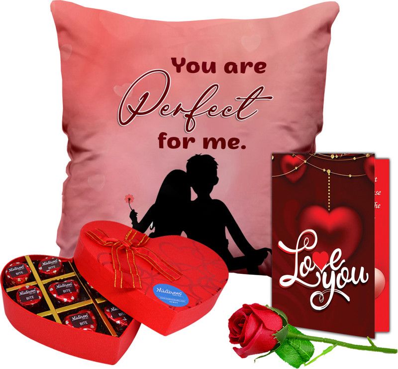 Midiron Valentine’s Day Special Gift For Couple (Rose, Card, Chocolate, Cushion ) Ceramic, Fiber, Paper Gift Box  (Multicolor)