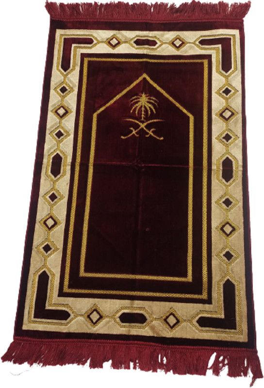 KASHMIR HANDLOOM Velvet, Polyester Prayer Mat  (Maroon, Large)
